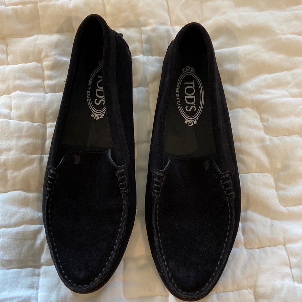 Tod's Black Suede Slip-On Driving Loafers
